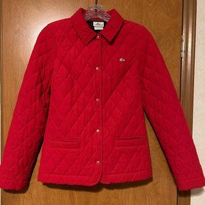 Womens LACOSTE Sz 34 US 2 Red Quilted Jacket
